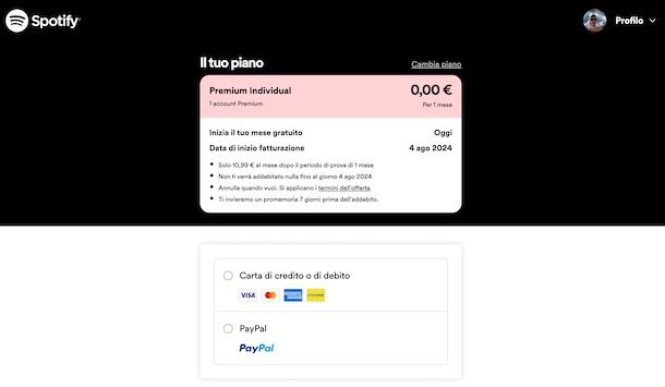 Attivare Spotify Premium da computer