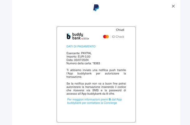Verificare carta su PayPal