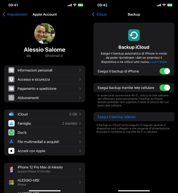 Backup iCloud iPhone