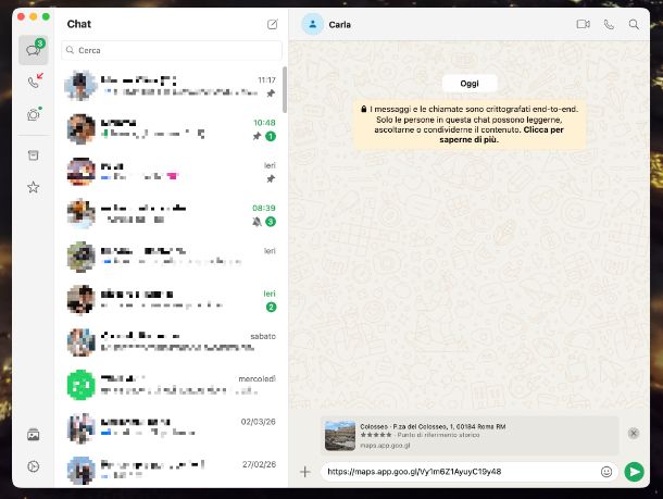 WhatsApp posizione computer