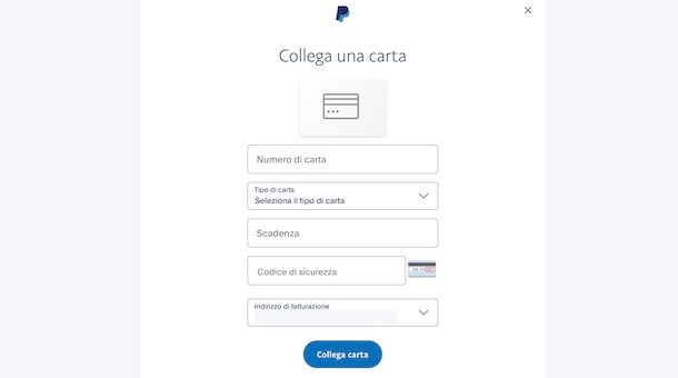Collegare carta a PayPal
