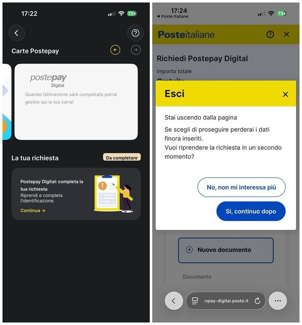 Come eliminare una carta Postepay dall'applicazione: richiesta