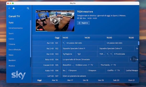 Canali digitale terrestre su Sky Go