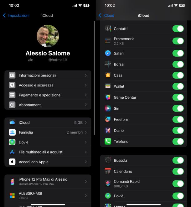 Sincronizzazione iCloud iPhone