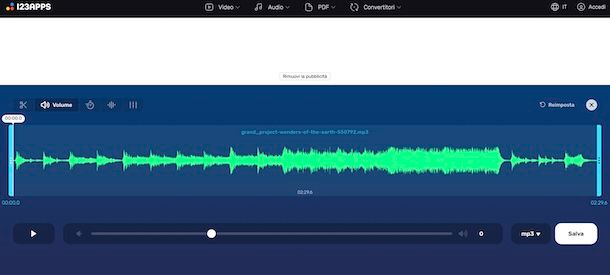 Cambia volume di 123apps