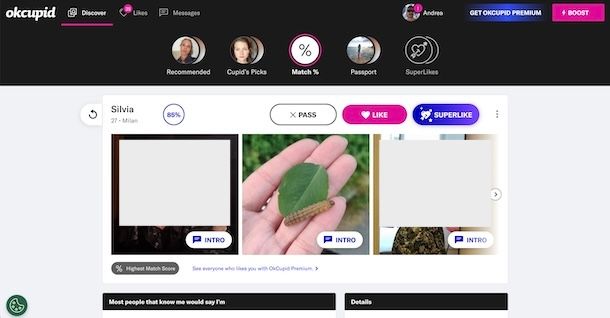 Usare OkCupid da computer