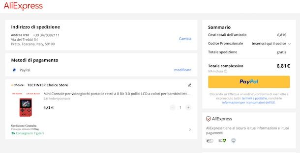Pagare con PayPal su AliExpres