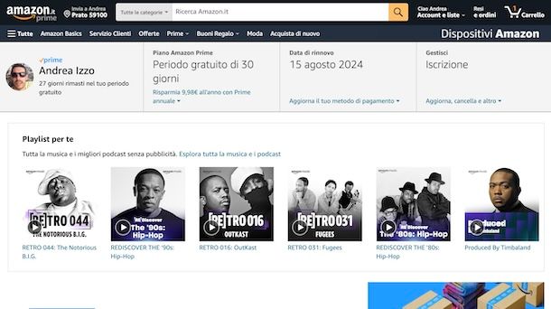 Disattivare Amazon Prime