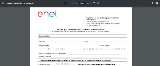 Disdetta Enel Energia modulo