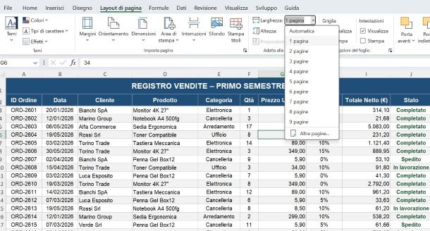 Adattare un foglio Excel su PC e Mac
