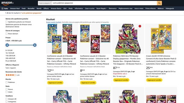 Siti per comprare carte Pokémon giapponesi