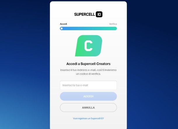 Accedere a Supercell ID