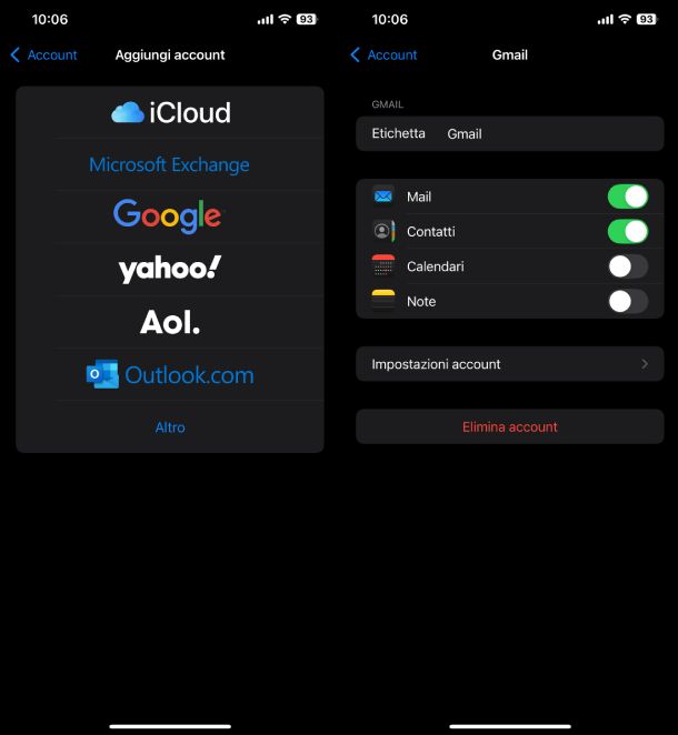 Sincronizzazione iPhone Gmail