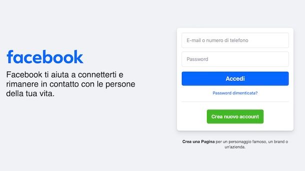 Accedere a Facebook