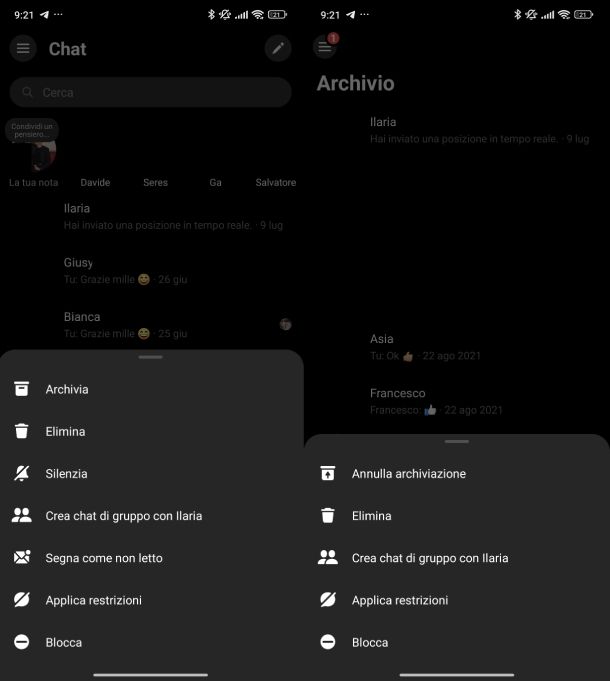 Come eliminare le chat archiviate di Messenger