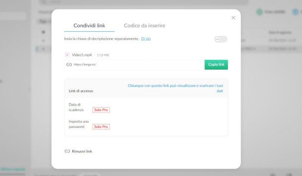 condivisione link MEGA da browser