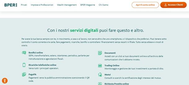 I servizi digitali di BPER Banca