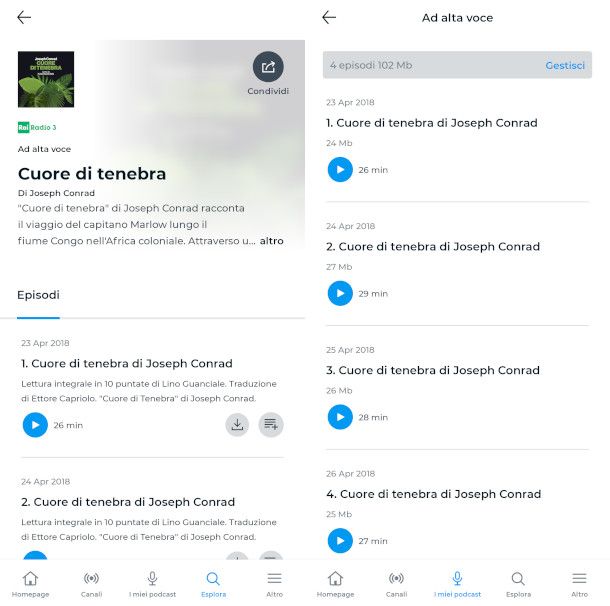 download audiolibro da app RaiPlay Sound