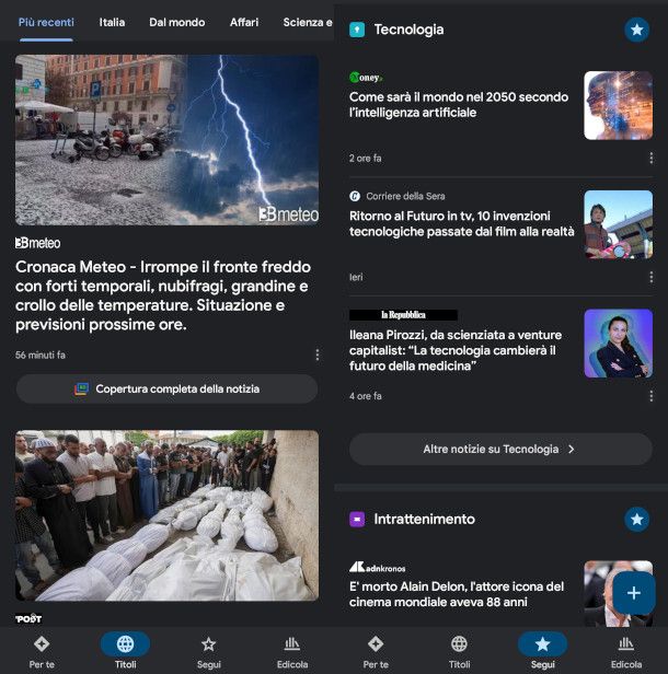 schermate app Google News