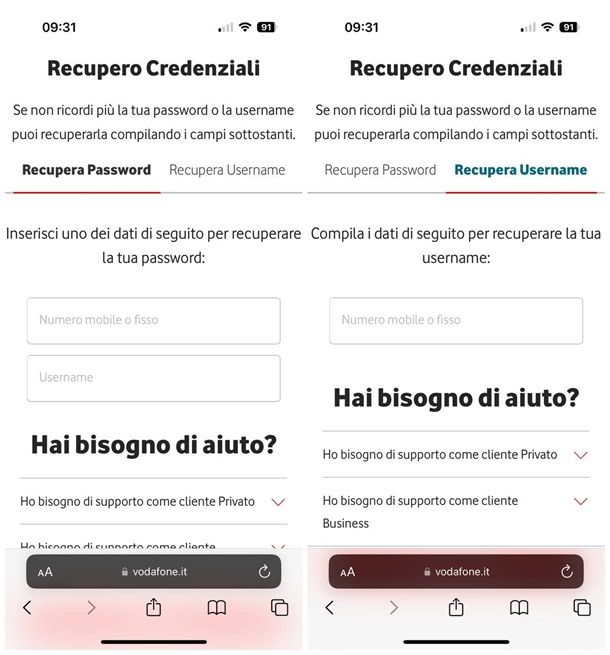 Come recuperare le credenziali My Vodafone