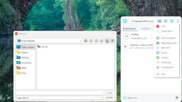interfaccia client MEGA per Windows