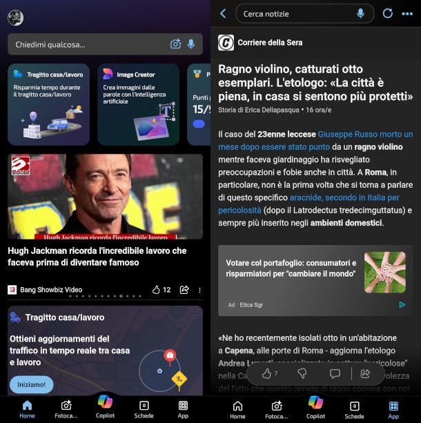 schermate app Microsoft Start