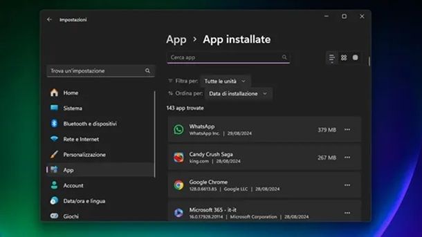 App installate Windows 11