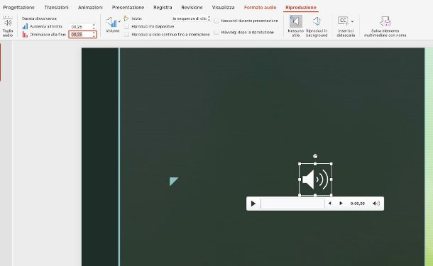 dissolvenza audio incorporato su PowerPoint