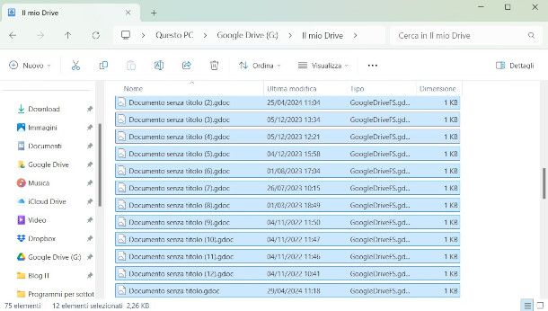 cancellazione file dal client Google Drive per PC
