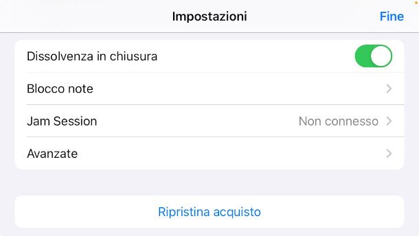 dissolvenza su app GarageBand iPhone