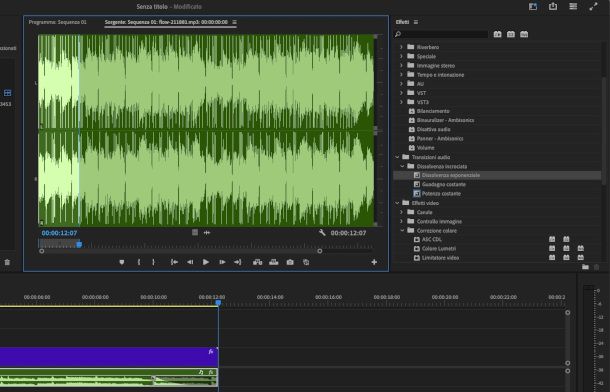 dissolvenza audio su Adobe Premiere
