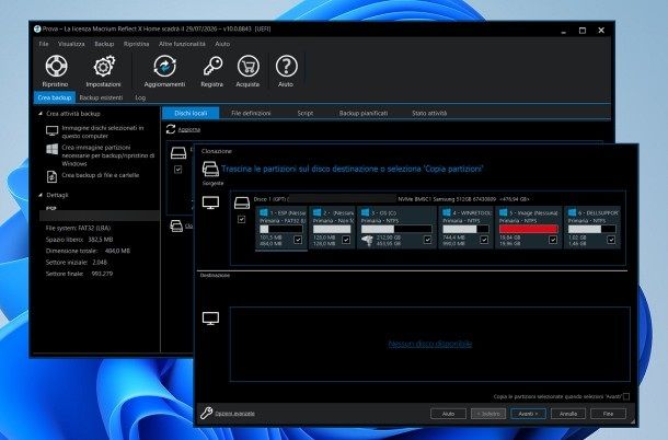 Come clonare hard disk su SSD con sistema operativo: Macrium Reflect X Home