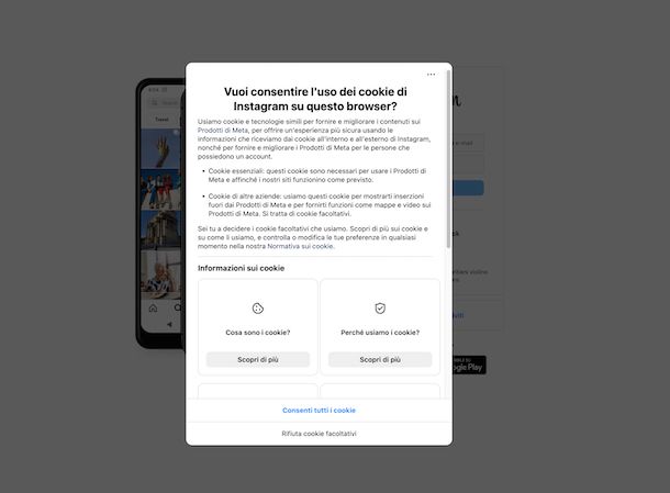 Disattivare cookie Instagram PC