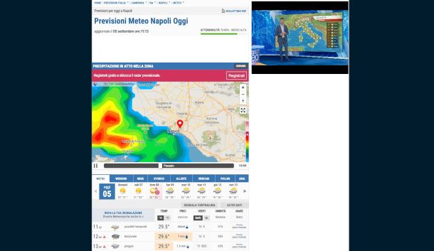 Schermata sito 3bmeteo