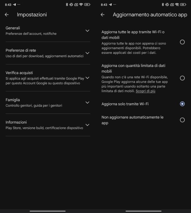 Aggiornamenti automatici app Android