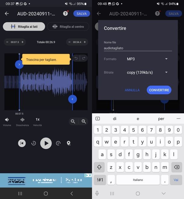 tagliare audio mp3 app Android