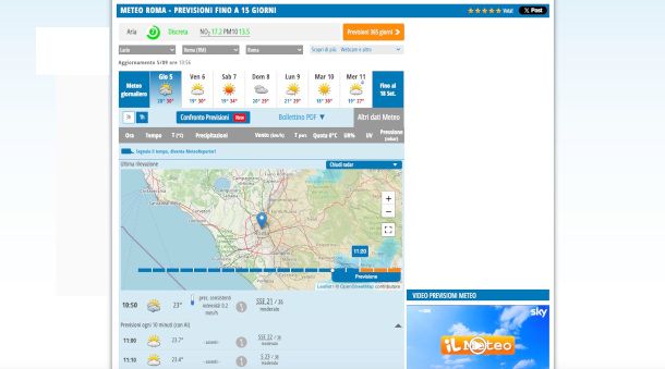 schermata sito Web ilMeteo