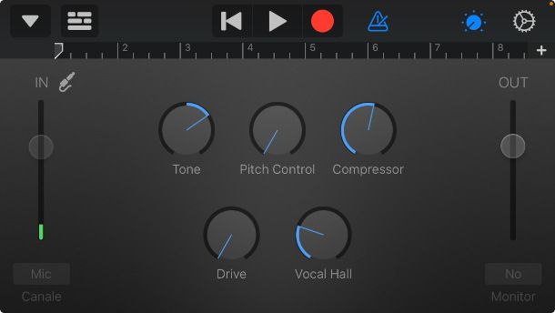 schermata GarageBand iPhone