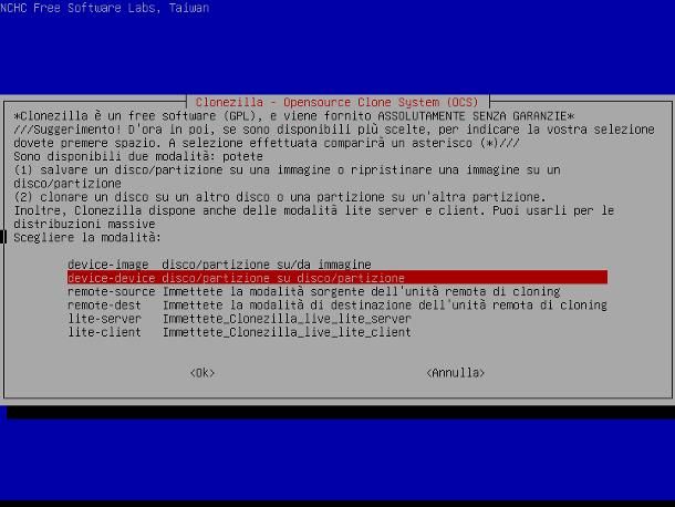 Come clonare un hard disk con sistema operativo gratis: Clonezilla
