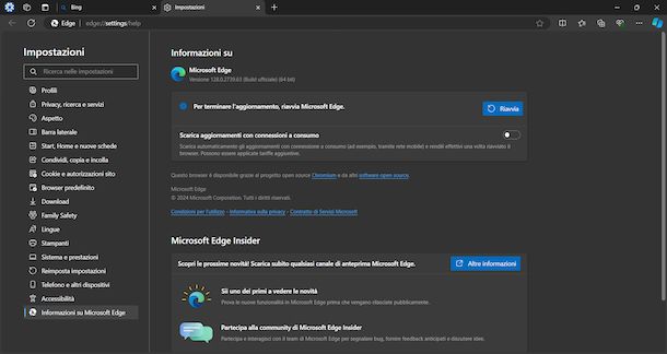 Aggiornare Microsoft Edge Windows