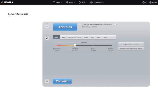 Convertitore audio di 123apps
