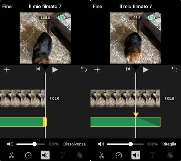 dissolvenza iMovie app