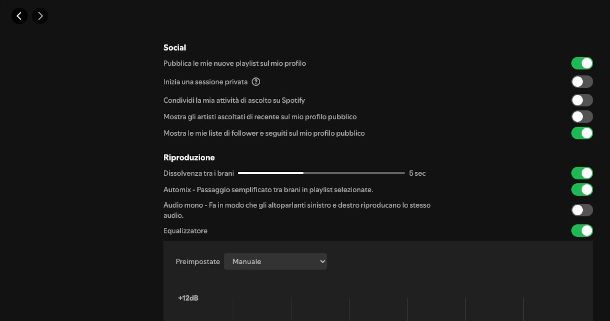 dissolvenza canzoni su Spotify PC