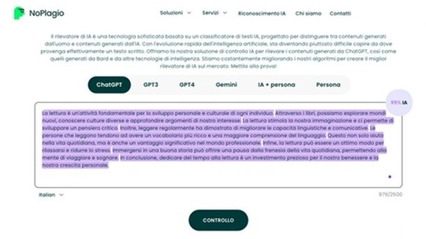 NoPlagio Rilevatore IA