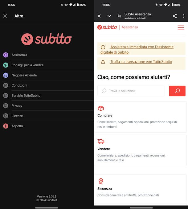 Assistenza Subito da app