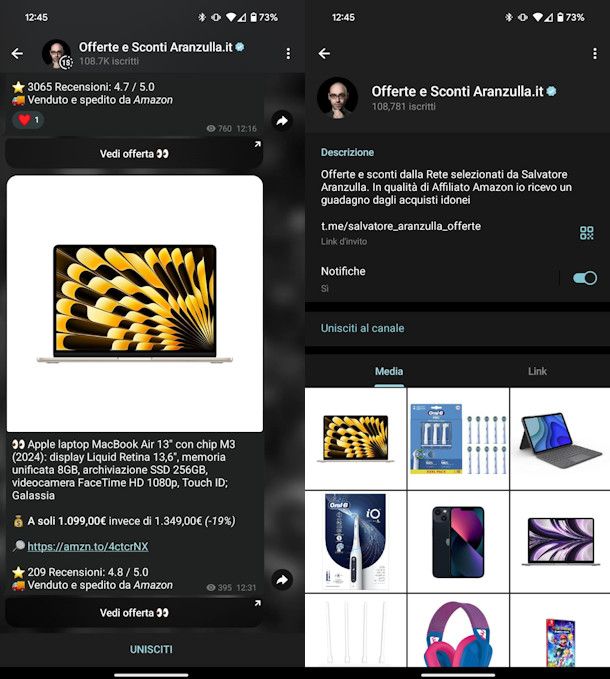 Canale Telegram di offerte