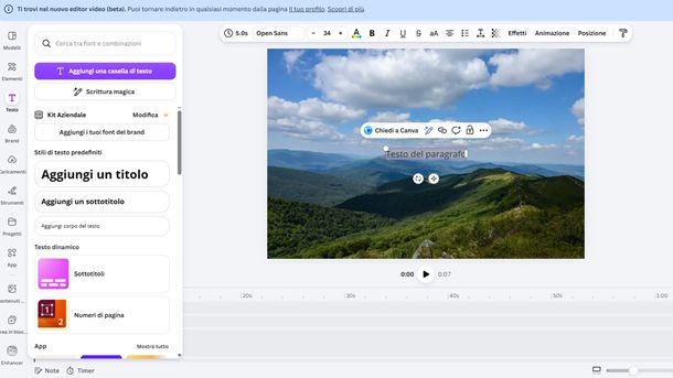 Mettere scritte su un video con Canva
