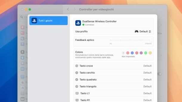 Come collegare il controller al Mac