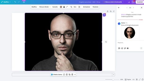 Canva modifica foto IA