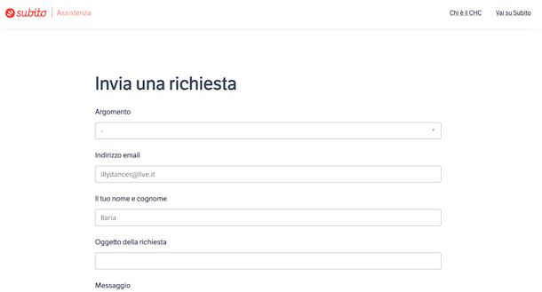 Modulo contatto Subito